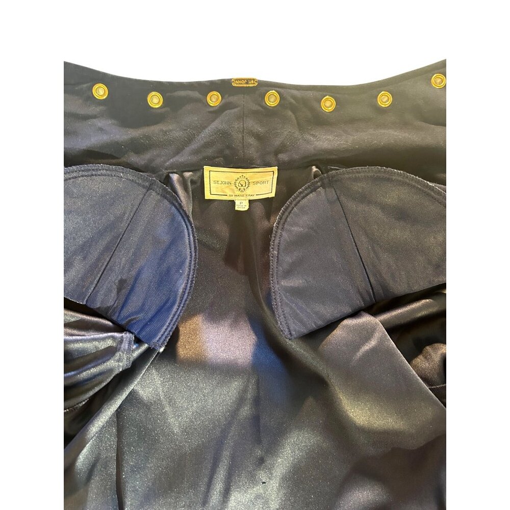 St. John Sport By Marie Gray Womens Navy Jacket Drawstring Waist Zip Closure - Picture 7 of 10